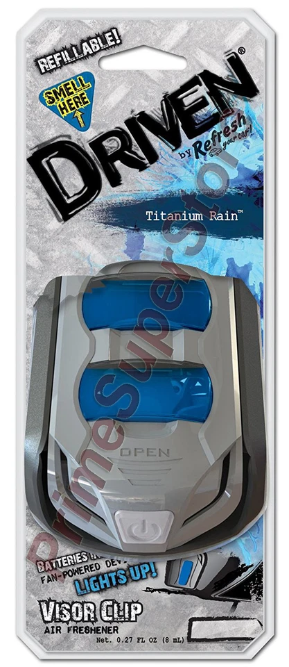 Driven Titanium Rain By Refresh Visor Clip Car Air Freshener