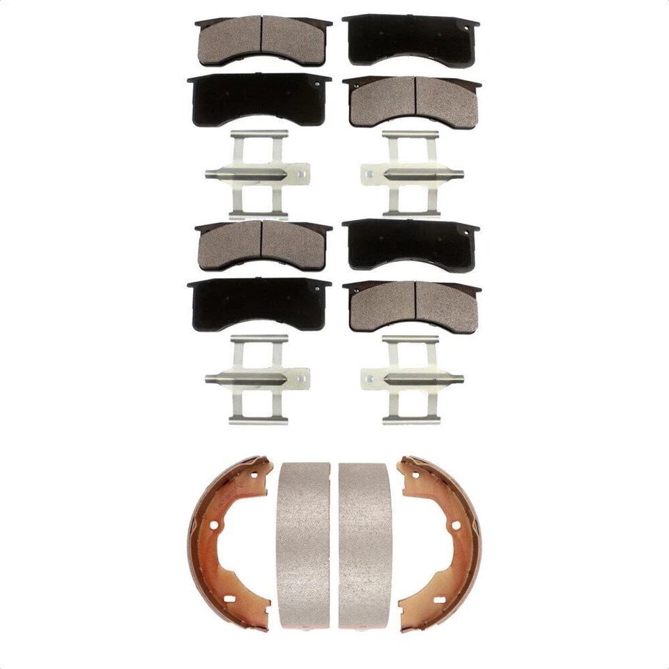 Front Rear Ceramic Brake Pads & Parking Shoes Kit For GMC Chevrolet C5500 Kodiak - Image 1 of 4