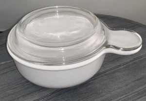 Corning Ware Pyrex White P-150-B + P-150-C Clear Glass Lid Original Set Vintage - Picture 1 of 9