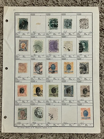 1800's BRAZIL STAMP LOT ON AUCTION PAGE, ALL DIFFERENT SON CANCELS FANCY CANCELS Cover