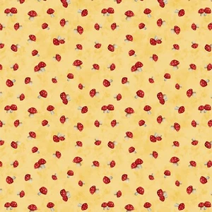 Wilmington Prints - Buzzin With My Gnom-iezz - Mushroom Toss Yellow, Fabric BTY - Picture 1 of 8