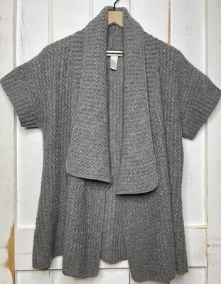 Cárdigan Kenar Grueso Tejido Frente Abierto Mezcla de Lana Cottage Granny Gris Suéter M Foto 1 de 4