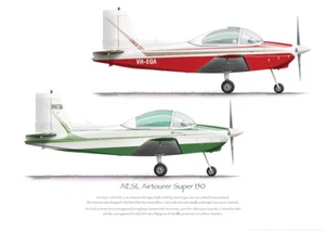 AESL Airtourer 150 VH-EQA 1969-2014 - A3+ Profile Print - Picture 1 of 5
