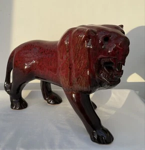 Leone Smaltato Vintage Grande Stile Bitossi Ceramica Rosso - Foto 1 di 7
