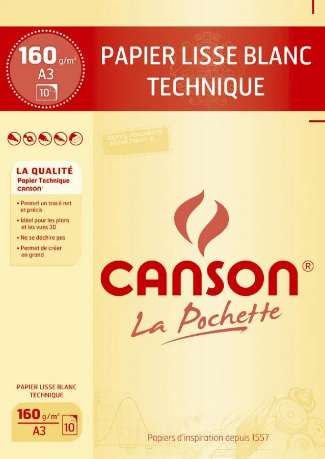 CANSON technisches Zeichenpapier, DIN A3, 160 g/qm, weiß