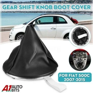 Gear Stick Shift Knob Gaiter Boot Cover PU Leather With Frame For Fiat 500 500C - Picture 1 of 10