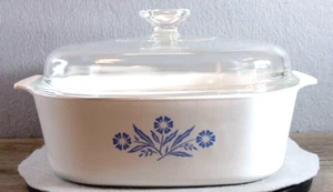 Vtg MCM Corning Ware A-84-B Blue Cornflower 4 Qt Casserole Saucepan PRYEX Lid - Picture 1 of 15