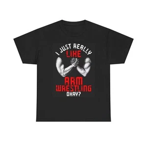 I Like Arm Wrestling Graphic T Shirt Vintage MMA Funny Unisex Heavy Cotton Tee - Picture 1 of 8