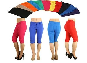 Freizeit Bermuda Damen Wandershorts Farbe dünn dehnbar bequem weich bunt - Bild 1 von 142