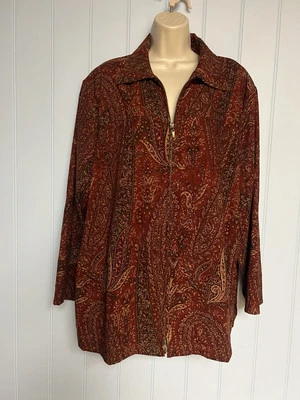 Notations Clothing Co. Woman Full Zip Collared Paisley Lightweight Jacket 1X - Image 1 of 4