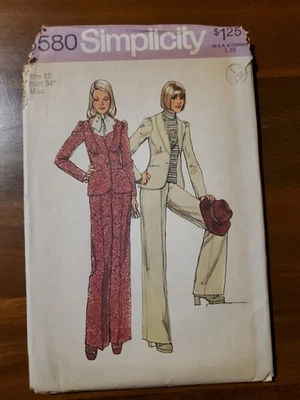 Simplicity 6580 Misses Unlined Jacket & Pants Sz 12 B34 vintage 70s FF  - Image 1 of 4