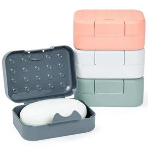 4-Pk Soap Holder Travel Cases, Plastic Portable Soap Saver Set (4 Colors) - Picture 1 of 10