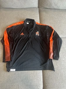 Men’s Adidas University Of Miami 1/4 Zip Black XL Primeblue Sebastian The Ibis - Picture 1 of 10