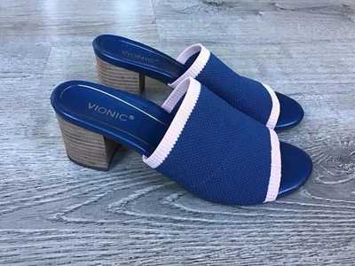 Vionic Zapatos Mujer 9 Azul Tacón Bloque Tejido Sandalias Mules Flor Comodidad Nuevo sin Etiquetas Foto 1 de 4