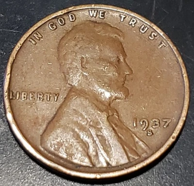 1937-S Lincoln Wheat Cent, Key Date, Low Mintage, Below 50 Million Minted - Image 1 of 2