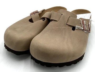 Zuecos Birkenstock Boston para hombre talla 9 EE. UU. 42 UE marrón tabaco plantilla suave Foto 1 de 4