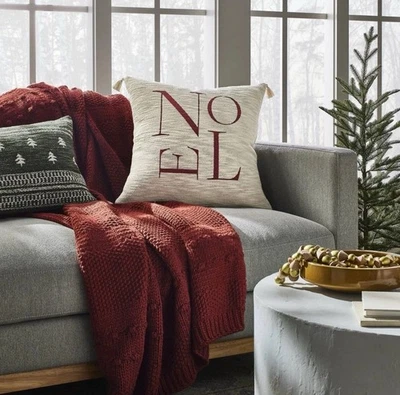 Bobble Striped Knit Throw Blanket Red - Threshold designed with Studio McGee - Image 1 of 3