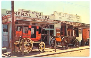 Tombstone Arizona General Store Postcard Vintage Chrome Wells Fargo Stagecoach - Picture 1 of 2