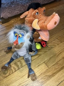 Disney The Lion King Pumbaa with Grub Bugs 14" Plush Warthog  & Rafiki Plush - Picture 1 of 13