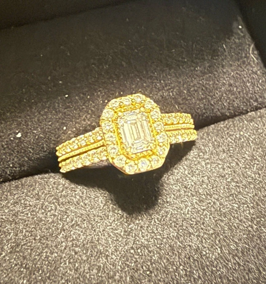 24k Gold Wedding Engagement Ring Size 7 lab created - Image 1 of 1