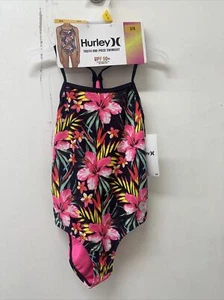 NWT Hurley Girl's Floral UPF 50+ One-Piece Quick Dry Swimsuit Size 5/6 - Picture 1 of 3
