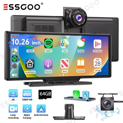 10,26" Wireless Carplay Android Autoradio mit 64GB DVR NAVI WiFi Rückfahrkamera - Bild 1 von 4