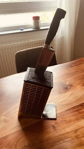 WMF Messerblock Edelstahl mit Borsteneinsatz ohne Messer guter Zustand - Bild 1 von 5