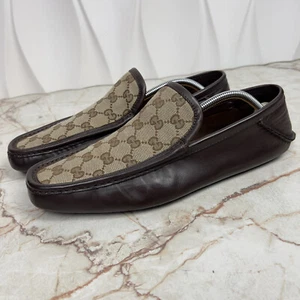 Vintage Gucci Mokassins Signature GG Ebony Canvas Leder 10 G oder 10,5 US 44 EU - Bild 1 von 11