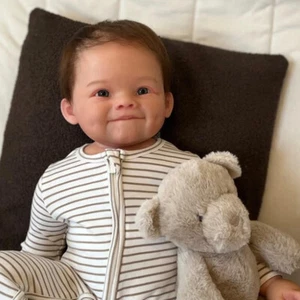 Finished 28" Handmade Reborn Baby Doll Toddler Boy w/Rooted Hair Cloth Body Gift - Picture 1 of 4