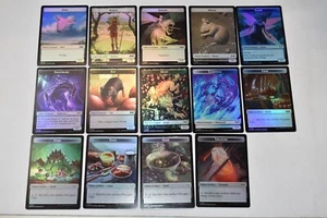 MTG WOE *FOIL* Double-sided Tokens (1-14) Wilds Of Eldraine token set complete - Picture 1 of 7