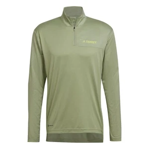 ADIDAS TERREX Mens Green Long Sleeve 1/4 Zip Shirt Size Medium BNWT - Picture 1 of 7