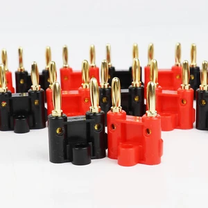 Dual Banana Connector 2-Way Audio Speaker Cable Male Plugs 5 Sets 5 Black 5 Red - Picture 1 of 6