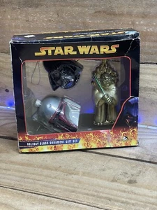 2005 Star Wars Kurt Adler set ornamento vetro Yoda Vader Boba Fett nuovo con scatola U26 - Foto 1 di 6