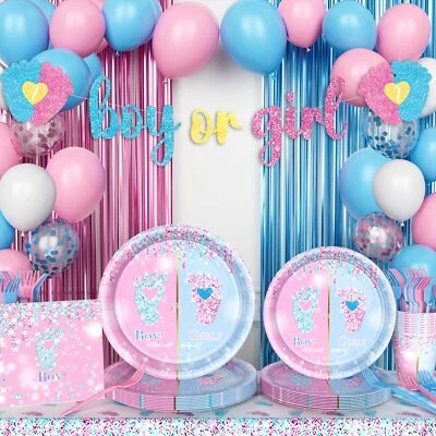 Gender Reveal Party Decorations Tableware Set Boy or Girl Gender Reveal Party... - Image 1 of 4