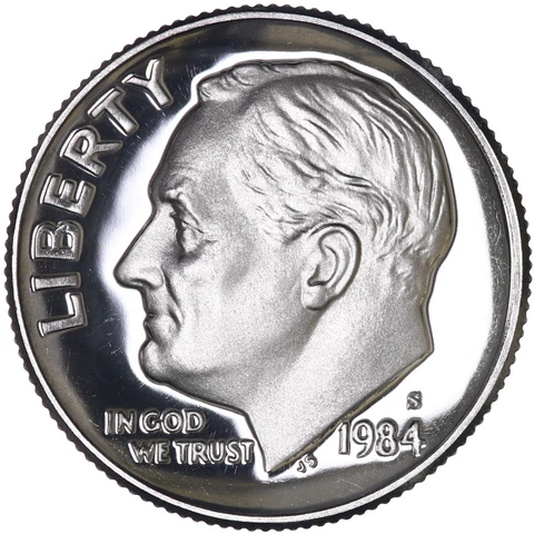 1984 S Roosevelt Dime Gem Deep Cameo CN-Clad Proof US Coin Cover