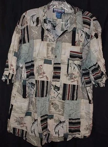 Summa Hawaiian Shirt Marlin Sailfish Fishing Florida Camp Lounge Men's L - Picture 1 of 4