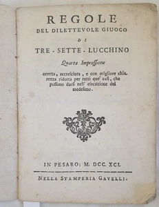 Règles Du Dilettevole Équipements de Terrain de Jeux Tre-Sette-Lucchino Tresette - Picture 1 of 4