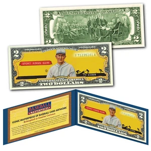 TY COBB 1933 Sport Kings #1 Detroit Tigers iconic Card Art Genuine U.S. $2 Bill - Picture 1 of 3