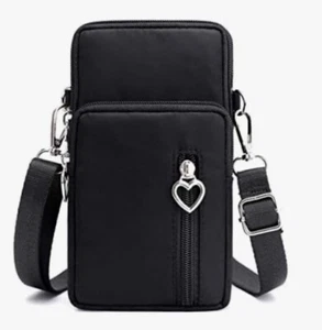 Compact Crossbody Cell Phone Purse Shoulder Bag Black Pixel 7 Pro 6 (K04) - Picture 1 of 6