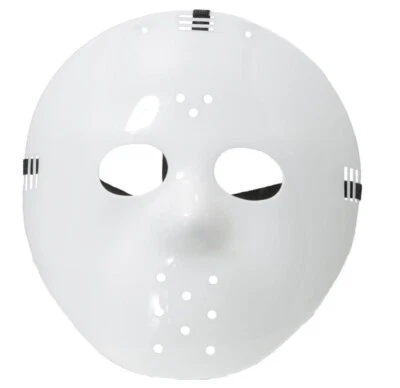 Hockey Mask - White Plastic - Jason - Costume Accessory - One Size - Image 1 of 2