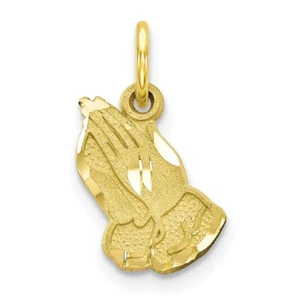 Real 10kt Yellow Gold Praying Hands Charm - Picture 1 of 5