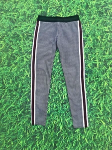 H & M Herringbone Stretch Legging Size 10-11Y Silver and Burgundy Side Stripes - Picture 1 of 7