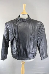 AKITO MERCURY PLUS CLASSIC BLACK LEATHER BIKER JACKET WITH BACK PROTECTOR 42-44" - Picture 1 of 9