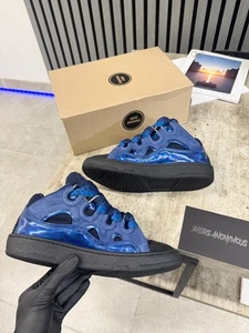 Lanvin Curb Low Top Trainers In Blue & Black RRP £750 / UK. 8 * - Picture 1 of 12
