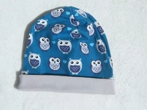 ღ❤ღ  Neuwertige Jersey-Mütze im Eulen-Design ღ❤ღ Gr.128-134-140 ღ❤ღ - Bild 1 von 2