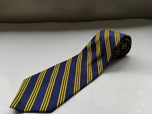 POLO RALPH LAUREN Cotton Blend Designer Blue Stripe Pattern Tie Made in USA - Picture 1 of 7