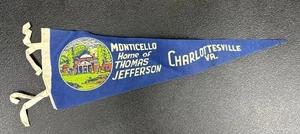 Vintage Monticello Felt Pennant Home of Thomas Jefferson Charlottesville Va. - Picture 1 of 6