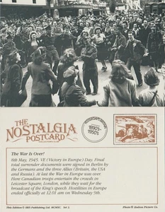 Postcard WW2 Canadian Soldiers Army 1945 VE Day Leicester Sq London - Nostalgia - Picture 1 of 3