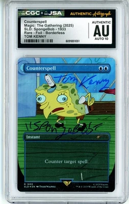CGC Auto 10 Signed Tom Kenny Counterspell SDL Spongebob R 1933 Foil Borderless - Image 1 of 2