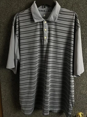 Polo de golf Bolle para hombre 2XL gris negro a rayas tecnología elástico rendimiento Foto 1 de 4